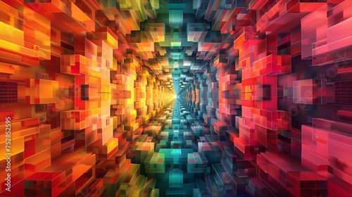 Vibrant Digital Dimensions  A Dazzling Voyage Through Abstract Artistry