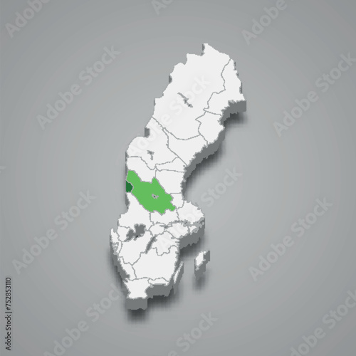 Dalarna historical province location within Sweden 3d map photo