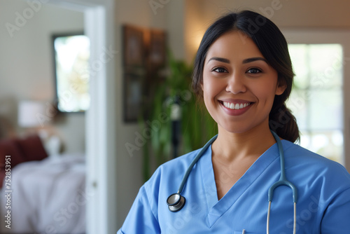 Portrait of smiling female doctor with stethoscope at the hospital. 