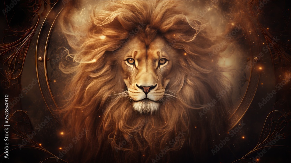 The regal roar  a powerful and passionate leo embracing the fiery energies of strength and pride.