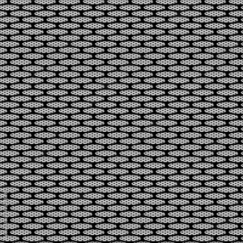 Mesh texture seamless in black on white background. Ellipse pattern can be used for sportswear and home design graphics such as all-over print for textile, wallpaper, wrapping, covering and decoration
