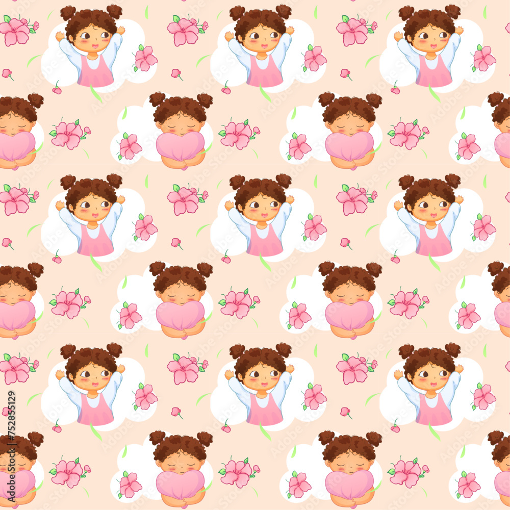 Cute patterns of boys and girls of different nationalities, perfect for celebrating Mother's Day, International Women's Day, Children's Day and flower themes. Cute patterns of boys and girls of different nationalities, perfect for celebrating Mother's Day, International Women's Day, Children's Day and flower themes.