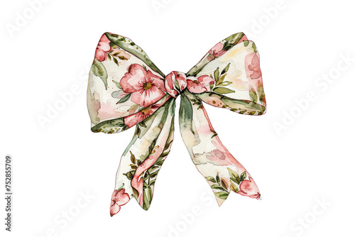 Elegant coquette bow clipart, hand-painted in watercolor with vintage finesse