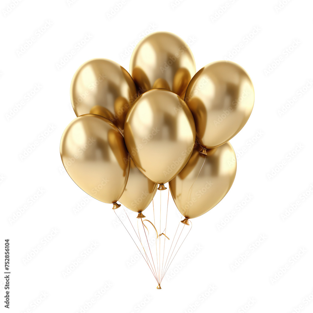 gold balloons isolated on white
