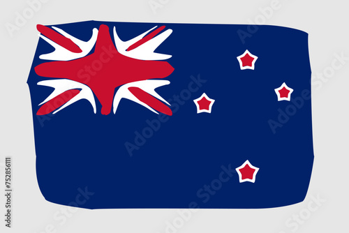 New Zealand flag - painted design vector illustration. Vector brush style