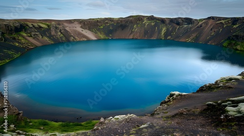 Blue lake in Iceland. Beautiful travel destination.