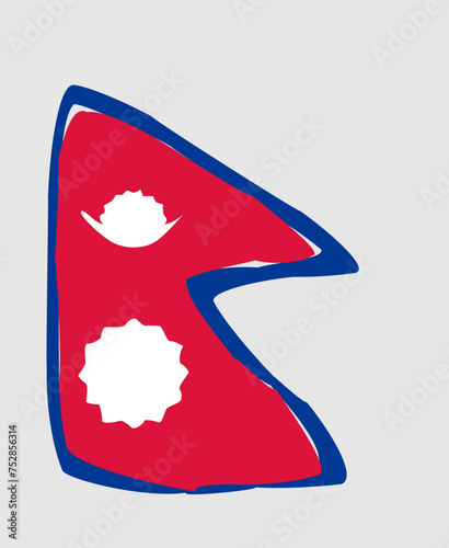Nepal flag - painted design vector illustration. Vector brush style