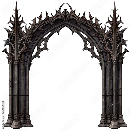 Gothic arch gate isolated on transparent background