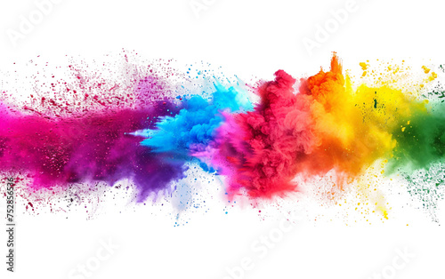 Holi Festival Banner Flourishes in a Spectrum of Bright Colors Isolated on Transparent Background PNG.