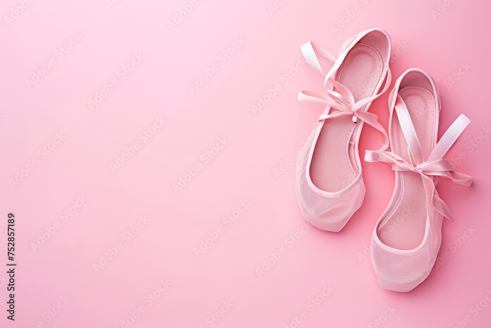 Pastel Pink Ballet Flats on Pink Pastel Pink Ballet Flats on Pink