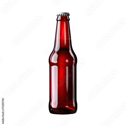  red beer bottle isolated on transparent background