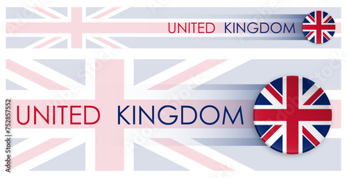 Britain flag horizontal web banner in modern neomorphism style. Webpage British country header button for mobile application or internet site. Vector