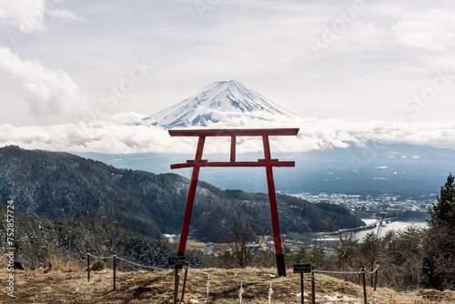 河口浅間神社と富士山
