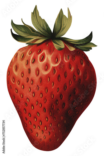 Strawberry isolated on transparent background old botanical illustration (ID: 752857734)