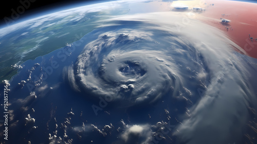 Cyclone hurricane seen from space