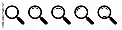 Magnifying glass icon, vector magnifier or loupe sign. Web search icon.
