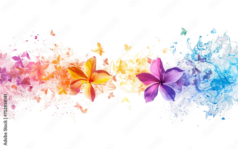 Holi Festival Greeting Card Charmed with Floral Accents Isolated on Transparent Background PNG.