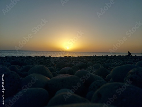 sunset near the ocena and sand beach of madeira island © Naturzeta MAD