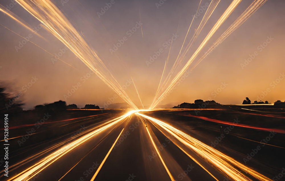 Fast light lines, speed of speed of colorful light trails abstract background

