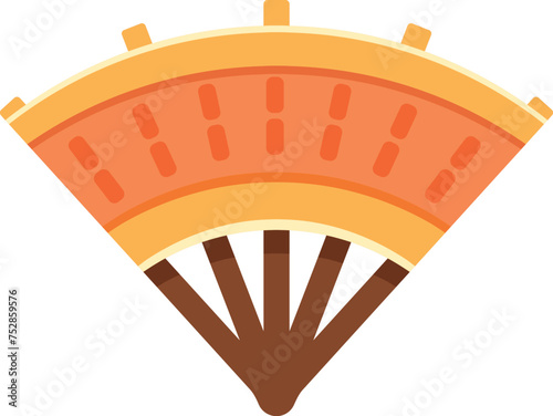Handle fan icon cartoon vector. Asian Bali culture. Traditional trip ethnic
