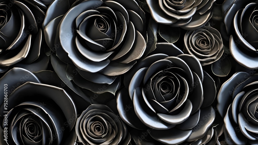 The image showcases a sizable collection of black roses. They are closely grouped, presenting a striking visual that accentuates the unique beauty of these dark blooms. The arrangement displays a vari