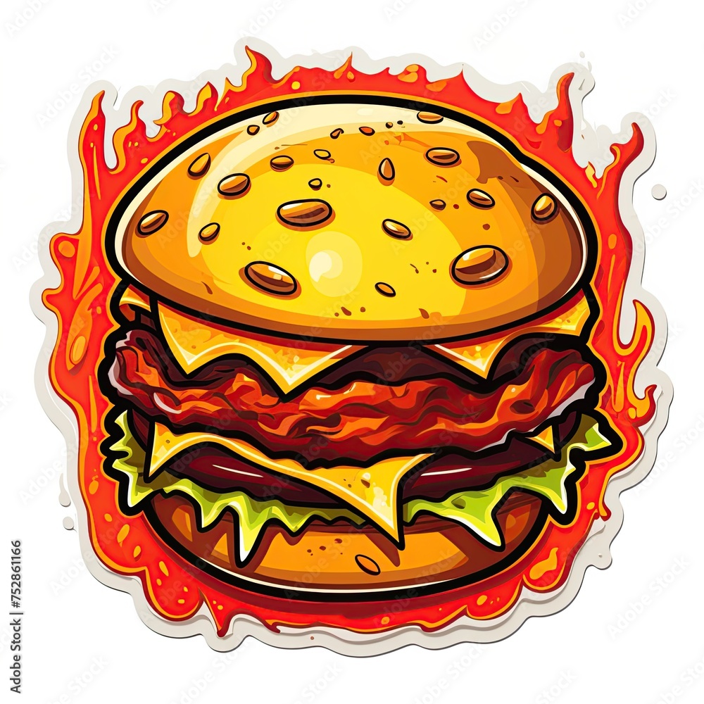 Hamburger sticker design. T shirt, print, logo. Ai Generative Hamburger sticker design. T shirt, print, logo. Ai Generative