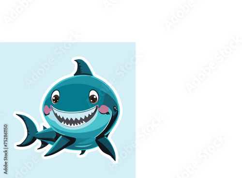 Shark vector illustration cartoon mascot blue marine ocean fish animal predator danger