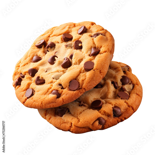 Chocolate chip cookies isolated on transparent background photo