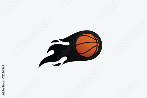 flying basketball vector graphic with motion and halftone effect for basketball logo, sticker, t shirt, etc.