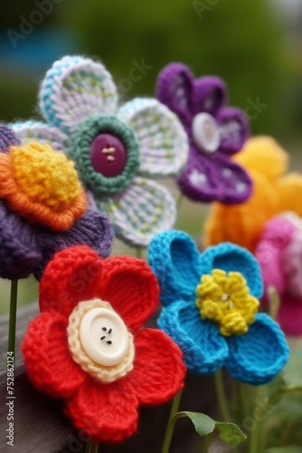 Bright Blooms in Knit: Vibrant Floral Deligh knitted colourful cute Flowers