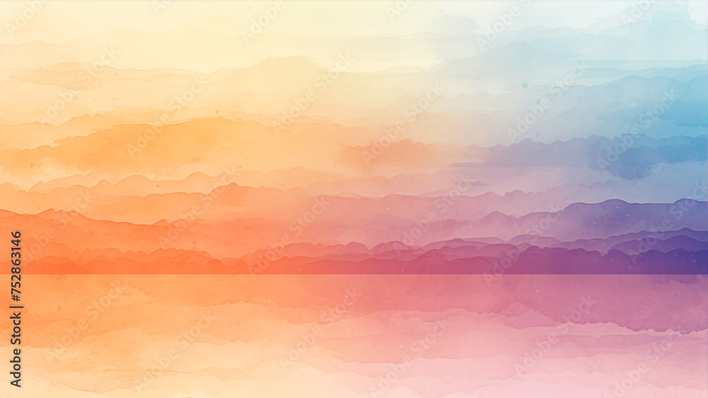 Sea foggy landscape background in pastel colors. Digital art painting.