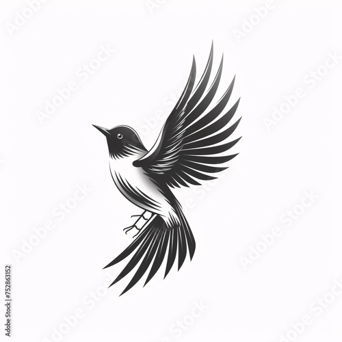 A minimalist, logo featuring a sleek and stylized bird against a white background awesome, professional, vector logo, simple, black and white  © Junaid
