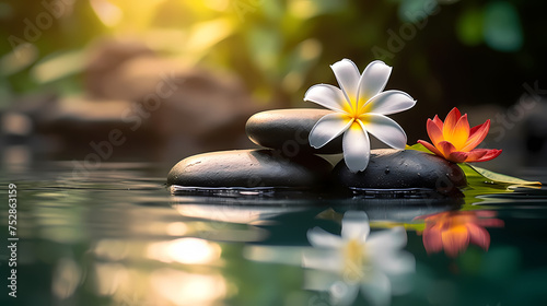 Zen background with flowers