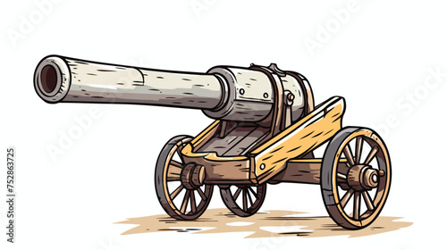 Freehand drawn cartoon cannon shooting freehand drawing photo