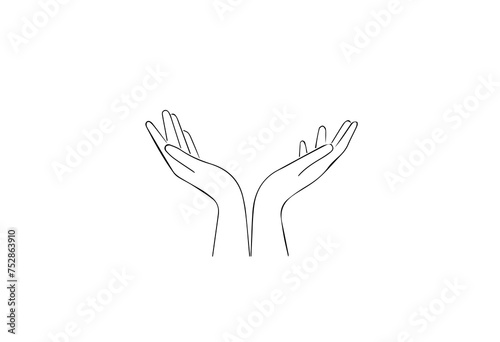 sign symbol two hands black outline on a white background,