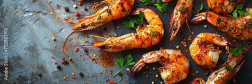 grilled seafood shrimp with spices