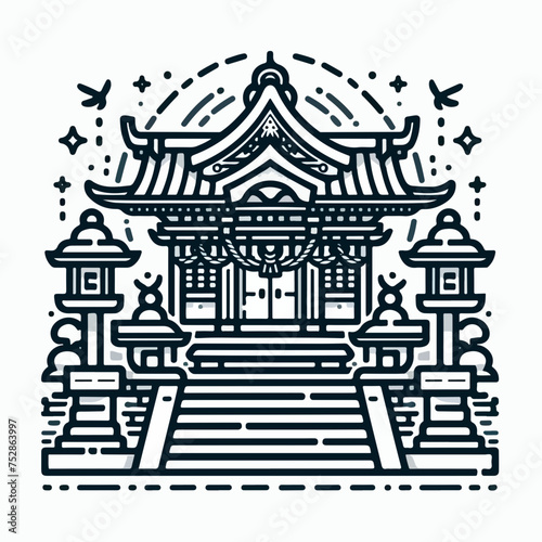 Japan shrine icon logo sticker vector.