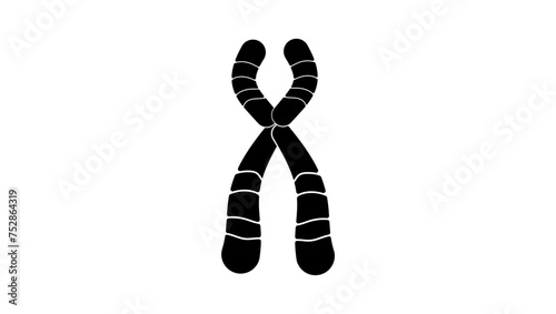 Chromosome emblem, black isolated silhouette