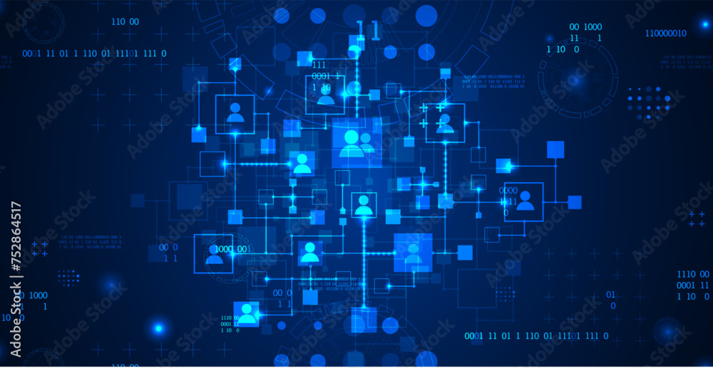 Abstract representation of a computer network and its users in the form of icons of people in squares. Vector illustration. Hand drawn. Abstract representation of a computer network and its users in the form of icons of people in squares. Vector illustration. Hand drawn.