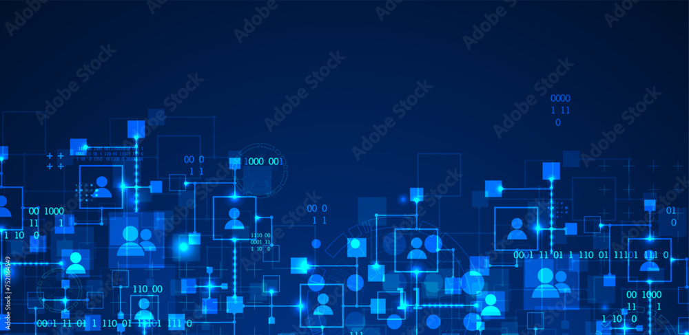 Abstract representation of a computer network and its users in the form of icons of people in squares. Vector illustration. Hand drawn. Abstract representation of a computer network and its users in the form of icons of people in squares. Vector illustration. Hand drawn.