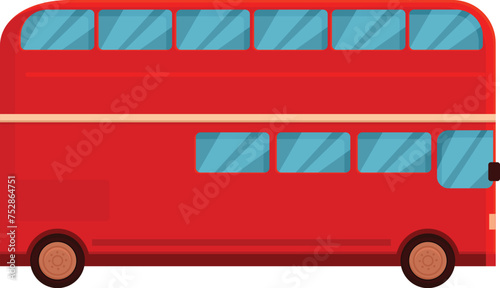 Red London bus icon cartoon vector. Tourist side truck. Back cab wheel