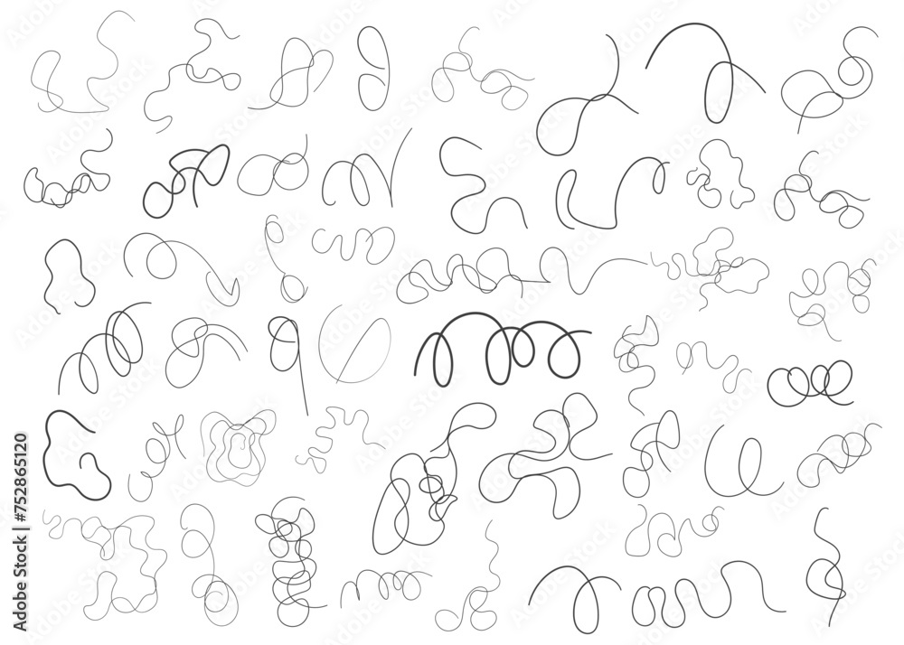 set of abstract swirly lines element
