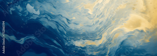 Abstract blue and gold color with liquid fluid texture in luxury concept
