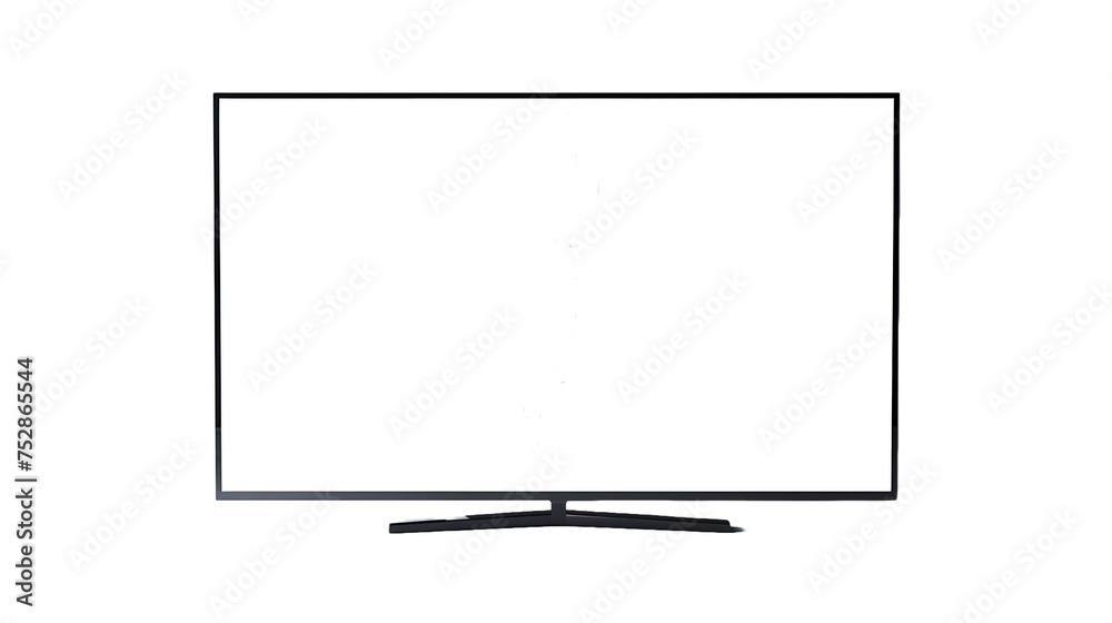 Blank white transparent screen smart TV on a white transparent background. Frame of television mockup.