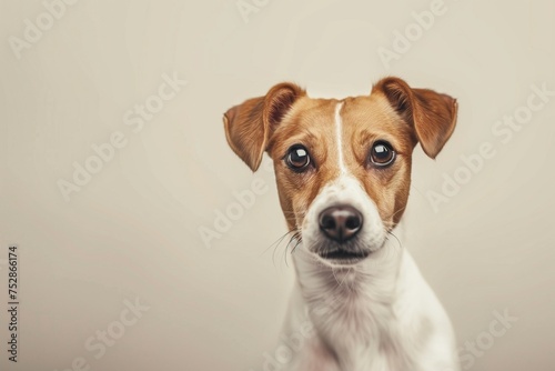 jack russell terrier on light grey background © Katsyarina