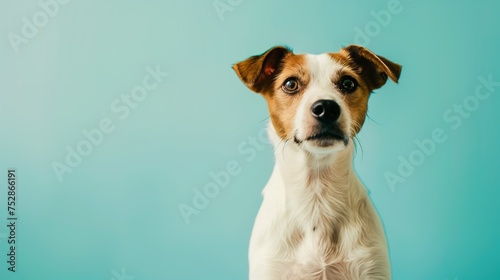 jack russell terrier on blue background