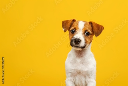 jack russell terrier on yellow background © Katsyarina