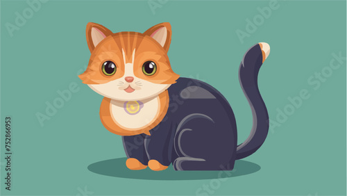 vector cat illustration flat design photo