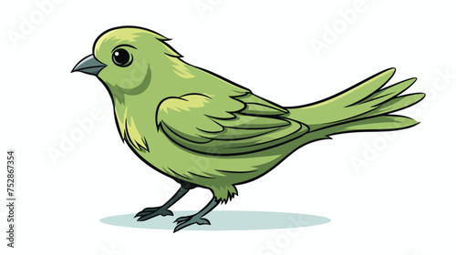 Green bird freehand draw cartoon vector illustration