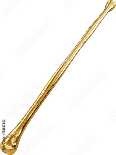 walking stick made of gold,golden walking stick isolated on white or transparent background,transparency 